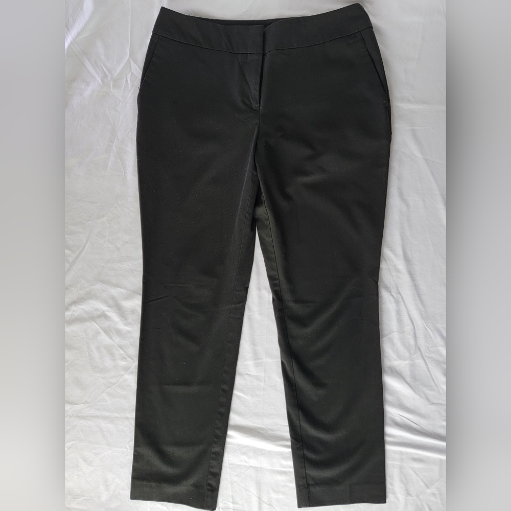 Ann Taylor Factory The Trouser Straight Mid-Rise Pants, Black, Size 4 Petite